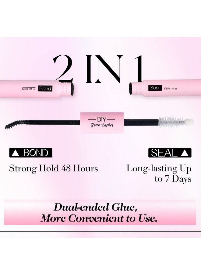 Alice - Lash Bond and Seal Cluster Lashes Glue for DIY Eyelash Extensions Individual Lash Glue for Clusters Eyelash Super Strong Hold Latex Free Waterproof Sealant Mascara Wand Eyelashes Glue (5ml×2) - Image 1