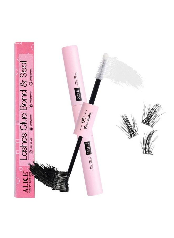 Alice - Lash Bond and Seal Cluster Lashes Glue for DIY Eyelash Extensions Individual Lash Glue for Clusters Eyelash Super Strong Hold Latex Free Waterproof Sealant Mascara Wand Eyelashes Glue (5ml×2) - Image 1