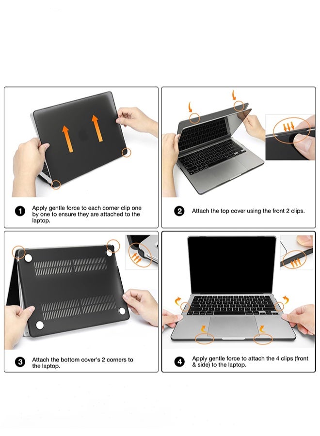 قيليرا حافظة صلبة شفافة لماك بوك إير 13.6 بوصة (متوافقة مع الموديلات A2681 / A3113 / A3240، شرائح M2 / M3 / M4 إصدار 2022–2024) – تشمل غطاء شفاف + غطاء لوحة مفاتيح بتخطيط أمريكي + واقي شاشة ناعم عالي الدقة، متوافقة مع Touch ID - Image 3