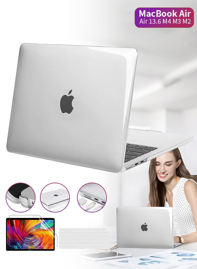 قيليرا حافظة صلبة شفافة لماك بوك إير 13.6 بوصة (متوافقة مع الموديلات A2681 / A3113 / A3240، شرائح M2 / M3 / M4 إصدار 2022–2024) – تشمل غطاء شفاف + غطاء لوحة مفاتيح بتخطيط أمريكي + واقي شاشة ناعم عالي الدقة، متوافقة مع Touch ID - Image 1