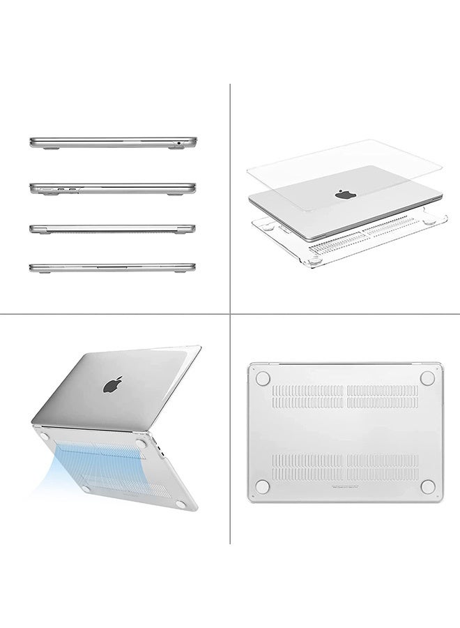 قيليرا حافظة صلبة شفافة لماك بوك إير 13.6 بوصة (متوافقة مع الموديلات A2681 / A3113 / A3240، شرائح M2 / M3 / M4 إصدار 2022–2024) – تشمل غطاء شفاف + غطاء لوحة مفاتيح بتخطيط أمريكي + واقي شاشة ناعم عالي الدقة، متوافقة مع Touch ID - Image 2