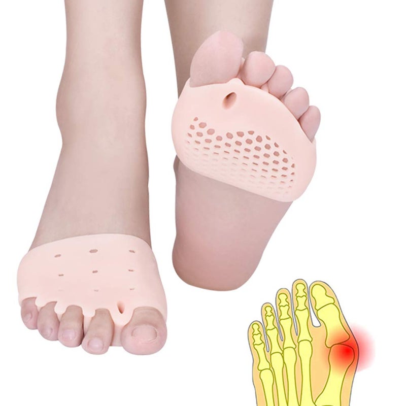 Pnrskter Metatarsal PadsGel Toe Separator Metatarsal Cushion New Material 4 PCS Nude Breathable Soft Gel Toe Spacers Forefoot Pads Great for Blisters Diabetic Feet