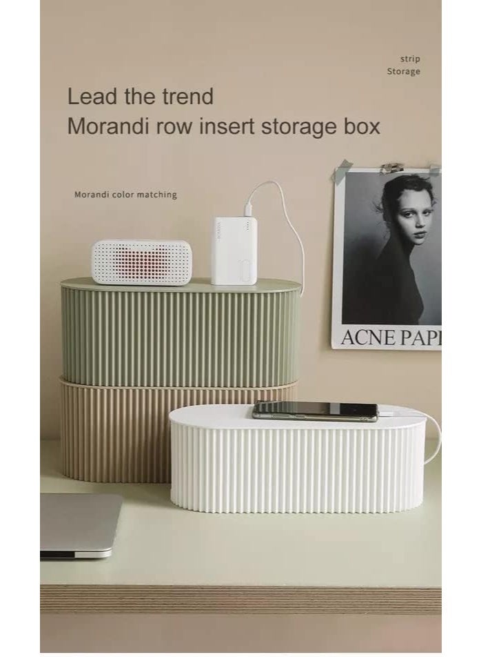 MostNow Cable Management Box , Dustproof Large Cord Organizer Box with lid,Chargers, Adapters, TV Computer Wires Cable Hider Box for Home/Office (White) - Image 4