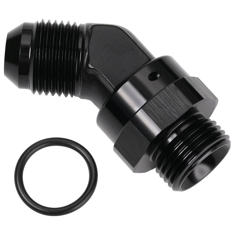Podavelle 8AN Male Flare to 8AN 8 ORB Oring Boss 45 Degree Swivel Fitting Adapter Aluminum Black - Image 2