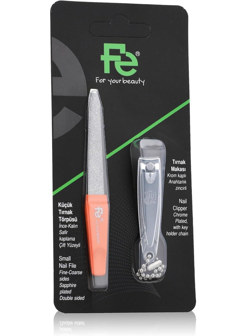 Fe Nail Clippers and File Set, 2 Pieces, Model 1273