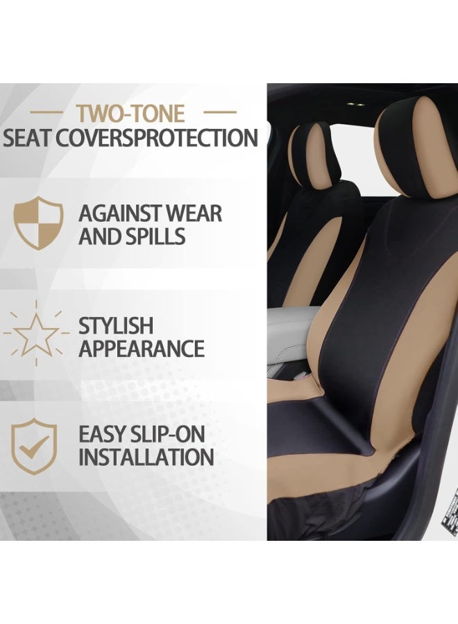 Halamodo 17 Pcs Car Seat Cover Full Set for Women Fluffy Fuzzy Car Accessories Rear Steering Wheel Fleece Handbrake Shift Covers Hanging Accessory Holder Ring Emblem (Beige) - Image 3