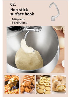sokany 5L 1200W Electric Stand Mixer, 3 Tools Beater, Balloon Whisk, Dough Hook, Removable S/S bowl, SK-271 Black  - Image 5