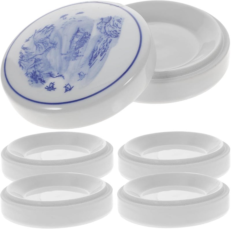 ULTECHNOVO Ceramic Mixing Tray Set 5 Layers Porcelain Watercolor Palette with Lid Round Pigment Plates for Artists Painting Supplies Random Style - Image 1
