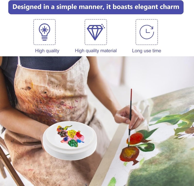 ULTECHNOVO Ceramic Mixing Tray Set 5 Layers Porcelain Watercolor Palette with Lid Round Pigment Plates for Artists Painting Supplies Random Style - Image 3