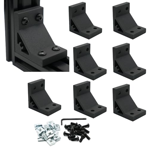 Iverntech 8pcs Corner Bracket 37x50mm for 2040 Aluminum Extrusion Profile 4 Hole Inside Brackets Connector with 32Pcs M5 Screws + 32 Pcs T Nuts+1Pcs Wrench - Image 1