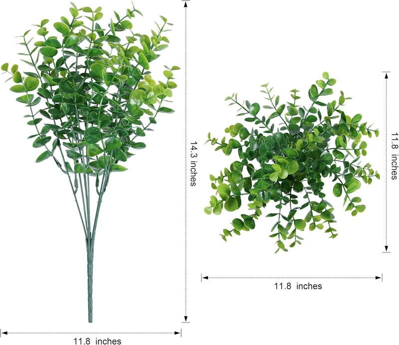 HyeFlora Artificial Plants for Outdoors Outside Spring Summer Decoration, 12 Bundles Faux Eucalyptus Leaves Stems Bulk Fake Greenery Branches Look Real UV Resistant for Home Porch Patio Planter Yard - Image 5