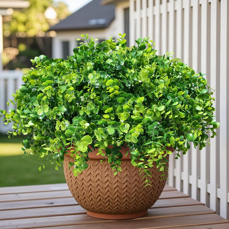 HyeFlora Artificial Plants for Outdoors Outside Spring Summer Decoration, 12 Bundles Faux Eucalyptus Leaves Stems Bulk Fake Greenery Branches Look Real UV Resistant for Home Porch Patio Planter Yard - Image 3