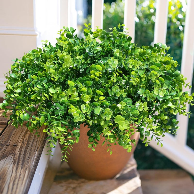 HyeFlora Artificial Plants for Outdoors Outside Spring Summer Decoration, 12 Bundles Faux Eucalyptus Leaves Stems Bulk Fake Greenery Branches Look Real UV Resistant for Home Porch Patio Planter Yard - Image 2