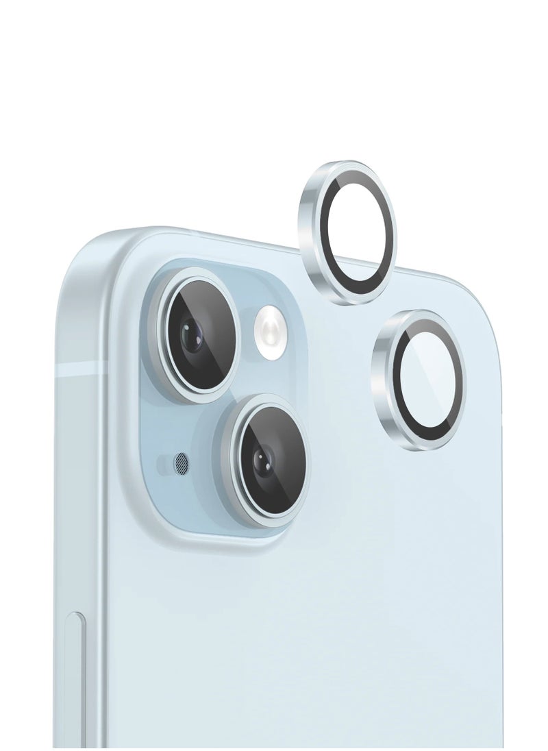 Protect iPhone 15 & iPhone 15 Plus Camera Lens Protector 9H Tempered Glass Camera Cover Screen Protector with HD Clear & Metal Individual Ring design for iPhone 15 6.1 & iPhone 15 Plus 6.7  - Image 1