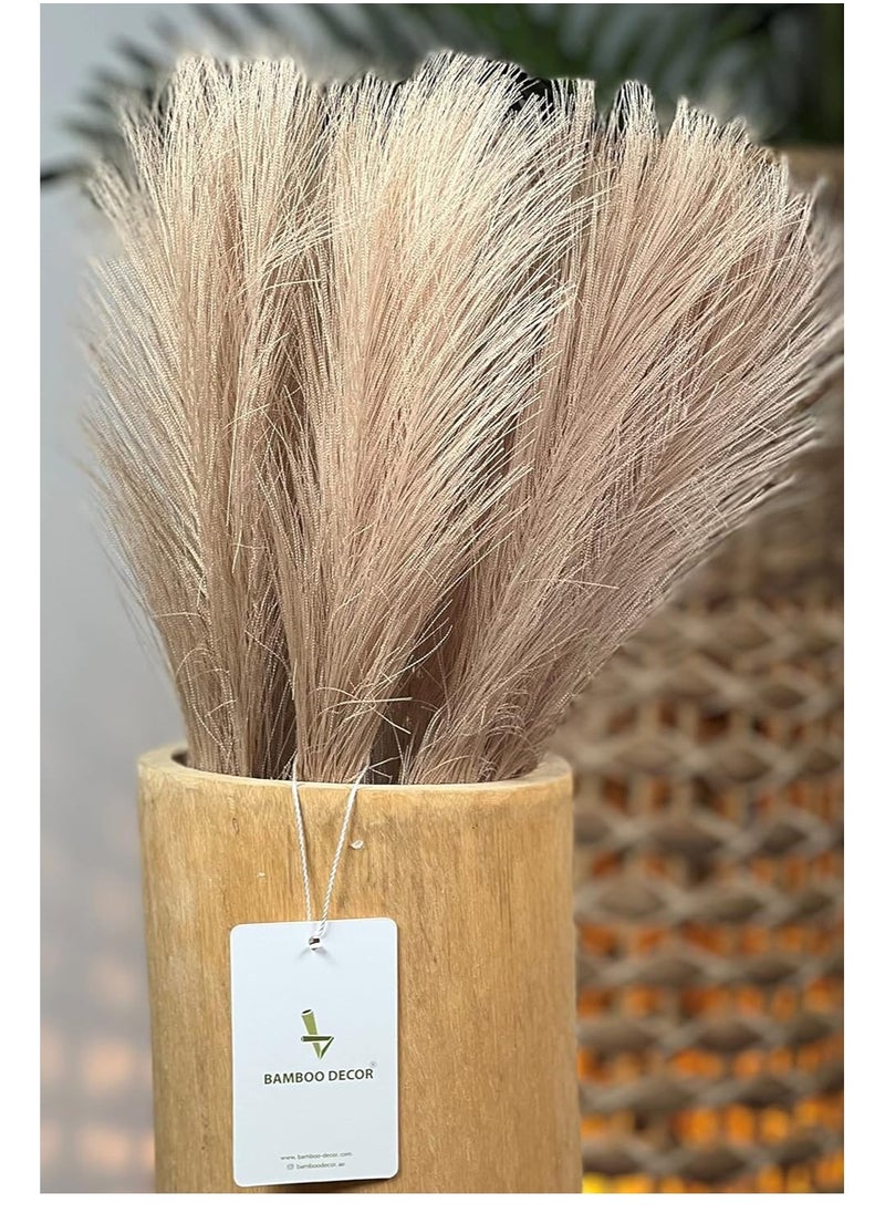 BAMBOO DECOR Bamboo Decor | Faux Pampas Grass 5 Pieces Of Artificial Dried Plants Extra Fluffy Stems For Vase Dried Fake Flowers For Boho-Vintage-Farmhouse Decor (Coffee)  - Image 5