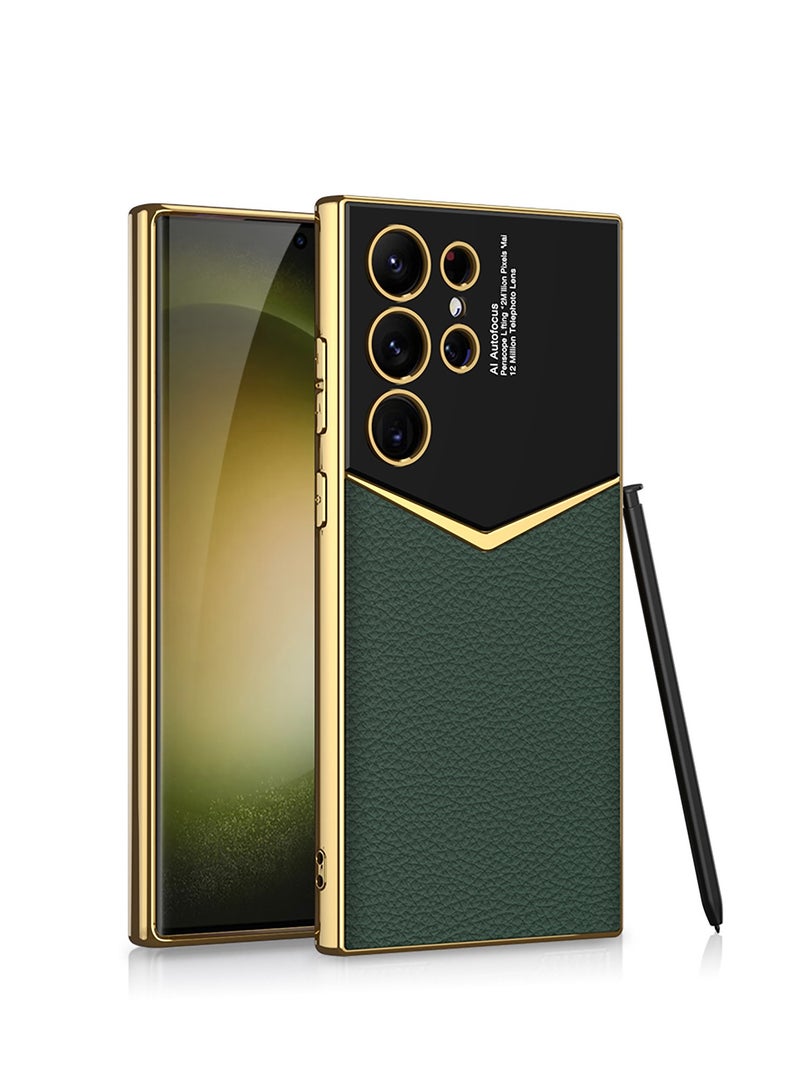 Samsung Galaxy S24 Ultra/S24 Plus/S24 Electroplated Leather Case with Wireless Charging Support and Ultra-Slim Anti-Drop Case