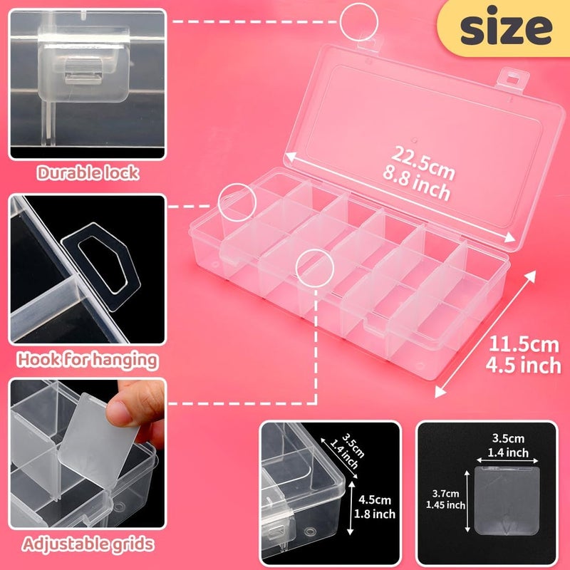 IOOLEEM 18 Grids Adjustable Dividers Plastic Bead Organizer Box, Organizer Container Storage Box, Dividers for bead arts and crafts.(2 Pack) - Image 2