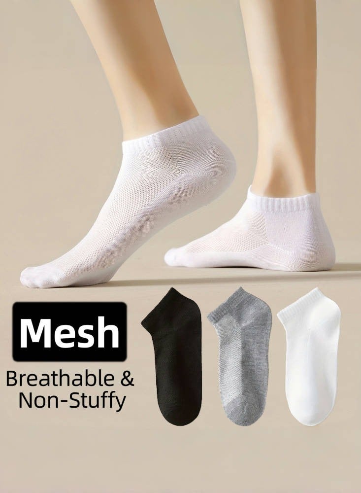 jisimu Men's Breathable Mesh Cotton Ankle Socks - 5 Pairs, Lightweight and Comfortable for Spring, Summer, and Fall - Image 1