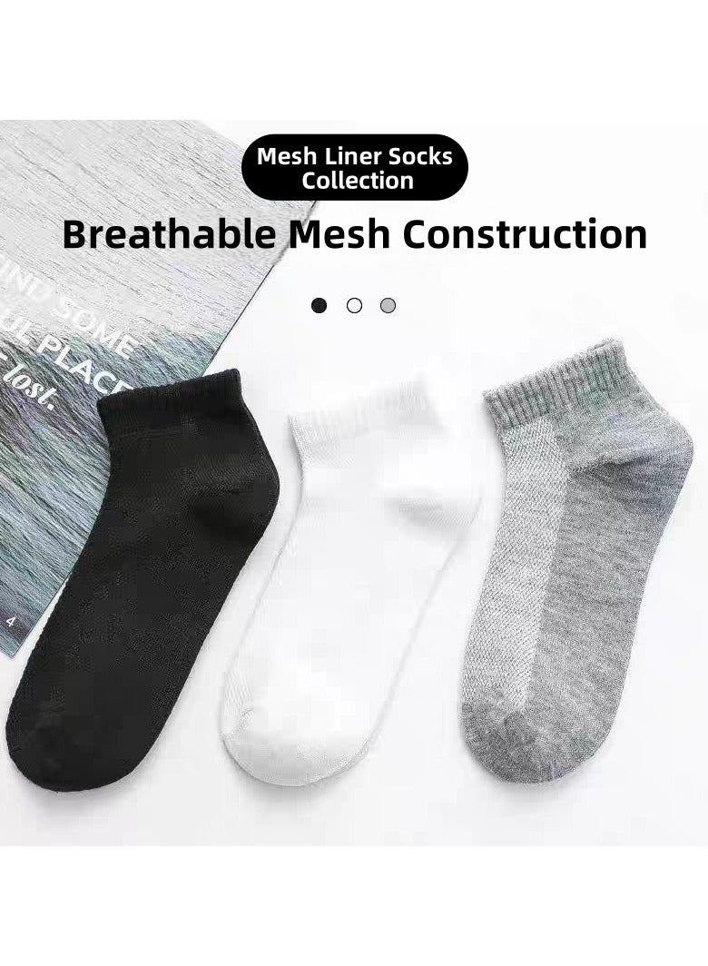 jisimu Men's Breathable Mesh Cotton Ankle Socks - 5 Pairs, Lightweight and Comfortable for Spring, Summer, and Fall - Image 2