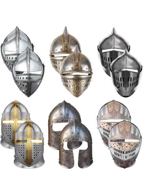 Medieval Party Knight Masks Paper Medieval Party Decor Cosplay Crusader Knight Masks Soldier Mask For Cosplay Knight Dress Up (12 Pieces)