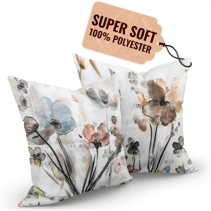 Floral Throw Pillow Covers 16x16 Set of 2 Soft Polyester 16x16 Pillow Covers Set of 2 with Vibrant Floral Print HighStrength Fabric Sturdy Seams Zipper for Effortless Care Enduring Comfort