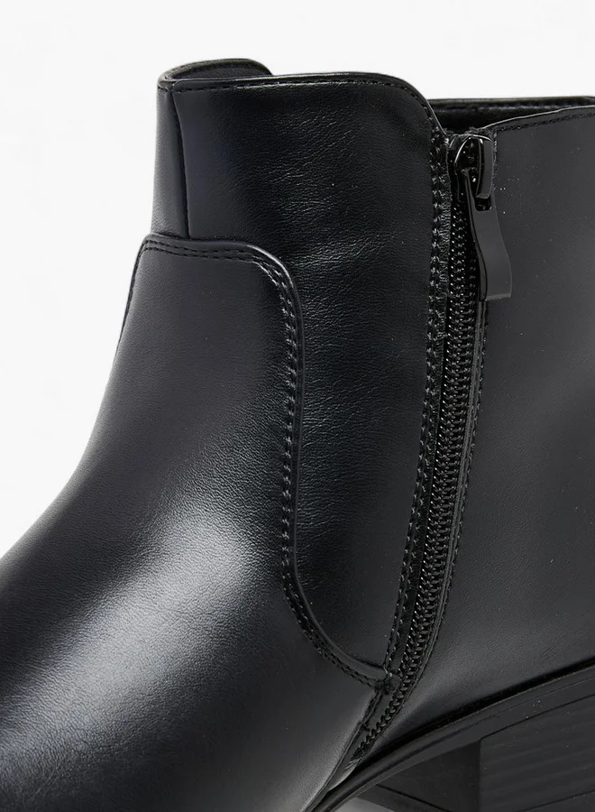 سيليست Women's Buckle Accent Block Heeled Ankle Boots with Zip Closure