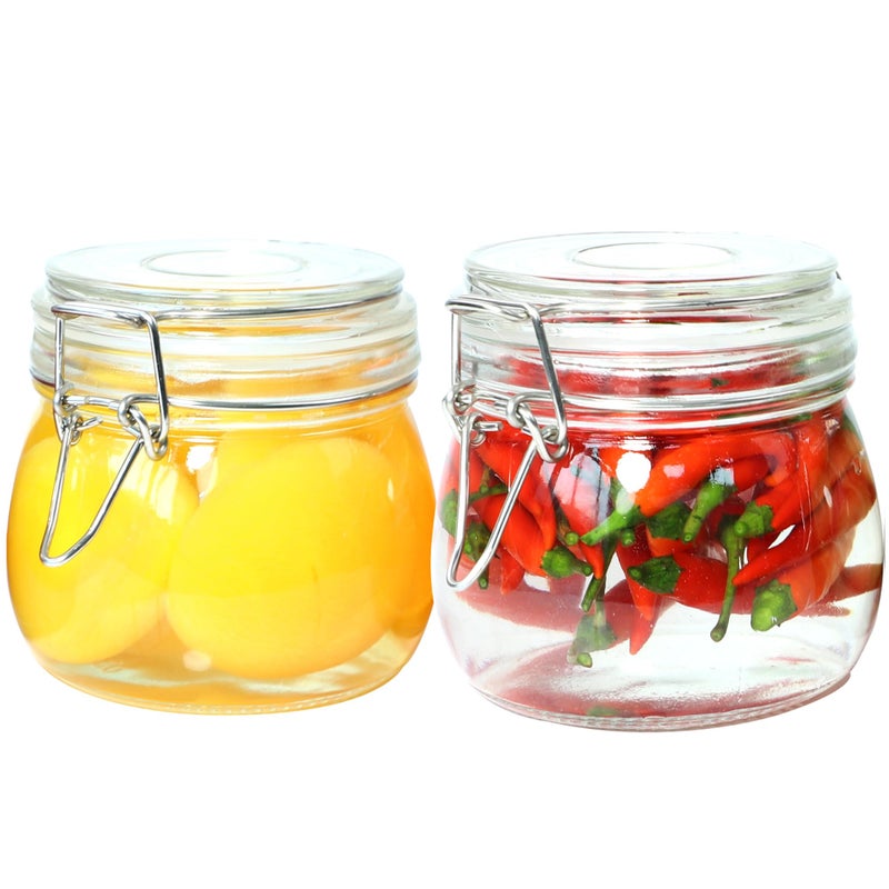 MBSRITY Glass Jars With Airtight Lid 16 Oz (Set Of 2) Wide Mouth Mason Glass Airtight Storage Canisters Leakproof For Coffee Sugar Nuts Spice Refrigerator Pickles & Preserves Tea For Fridge Kitchen Pantry - Image 1
