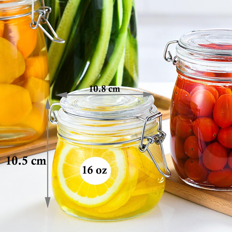 MBSRITY Glass Jars With Airtight Lid 16 Oz (Set Of 2) Wide Mouth Mason Glass Airtight Storage Canisters Leakproof For Coffee Sugar Nuts Spice Refrigerator Pickles & Preserves Tea For Fridge Kitchen Pantry - Image 2