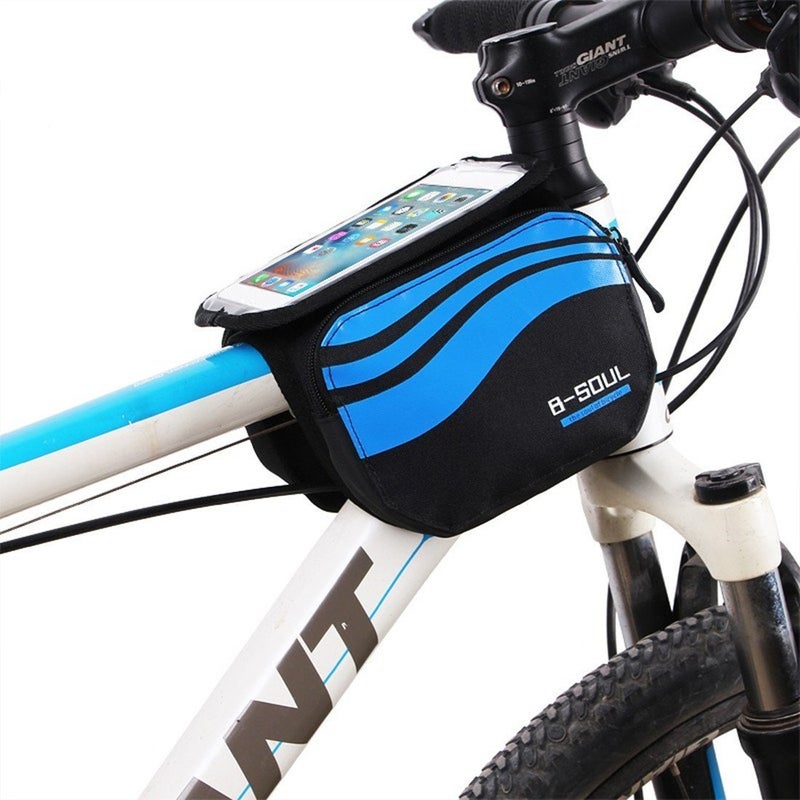 woobles Bike Phone Mount Bag, Front Bike Bag 2-sides Front Pannier 5.7 Inch Handlebar Bag Mobile Pvc Transparent Waterproof Bag For MTB Mountain Bikes - Image 1
