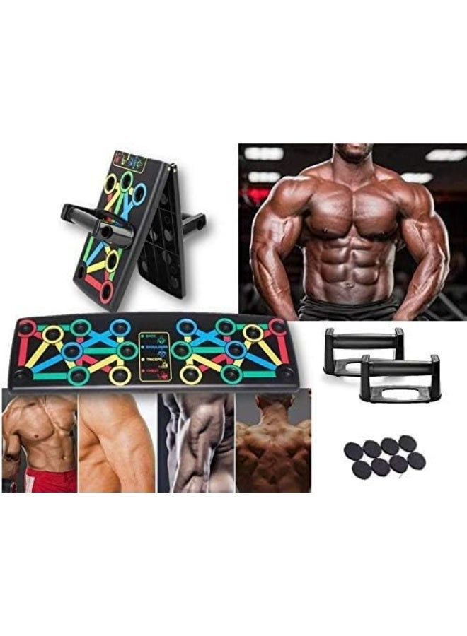 Generic MultiFastO ShopHub 14-in-one ABS plastic Push Up Board Multifunctional Colour Coded Foldable Push up Board for Full Body Muscle Training at Home for Men and Women  - Image 2