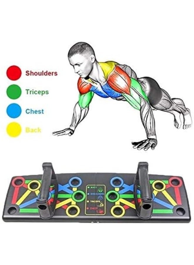 Generic MultiFastO ShopHub 14-in-one ABS plastic Push Up Board Multifunctional Colour Coded Foldable Push up Board for Full Body Muscle Training at Home for Men and Women  - Image 3