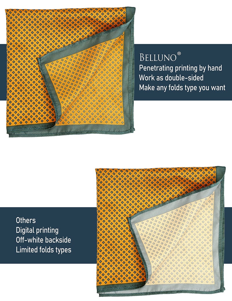 BELLUNO Pocket Square 6 pcs with 3 Folds Holders, Penetrating Printed Handkerchiefs Set for Men - Image 5