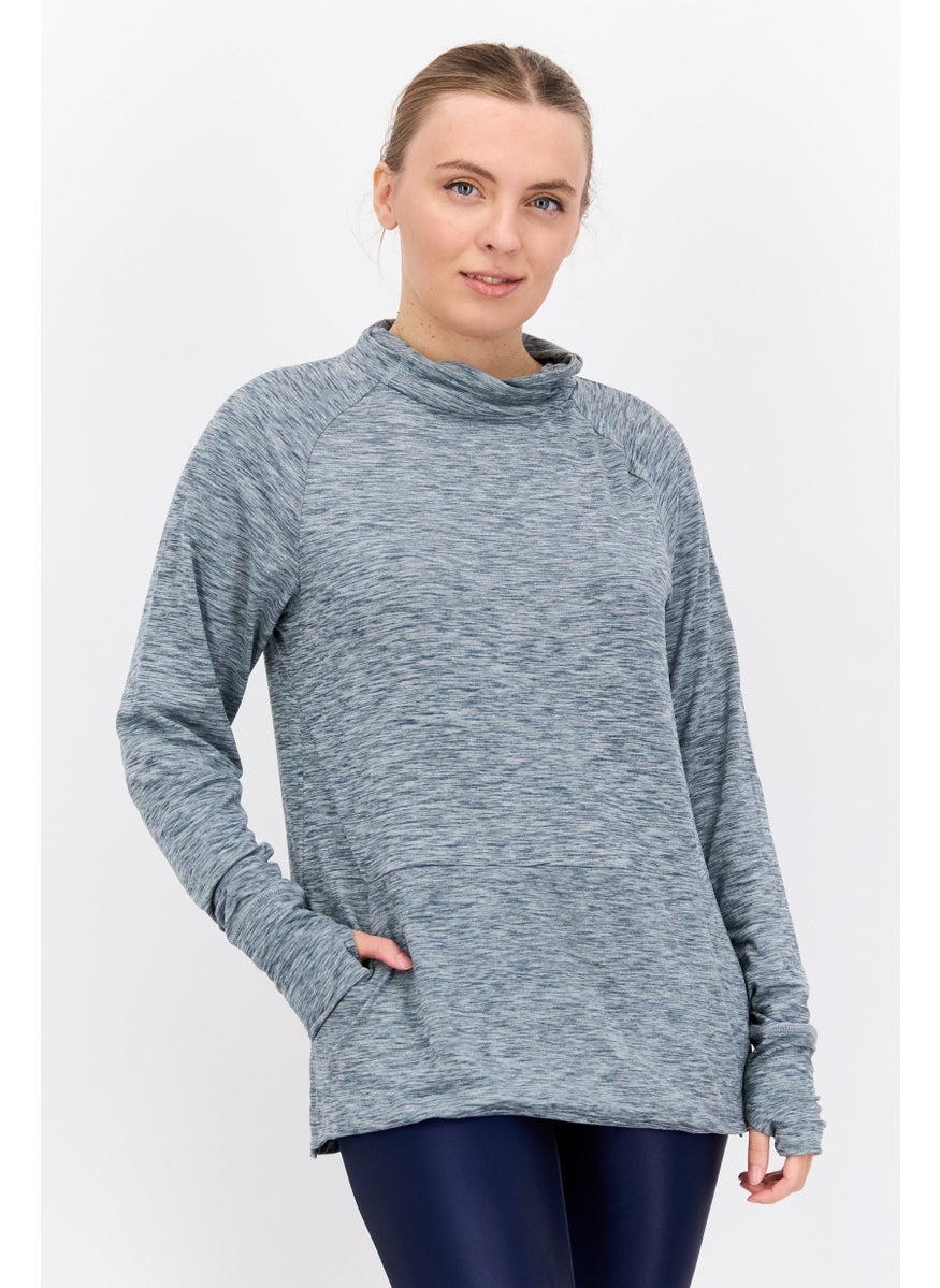 NINE WEST Women Sportswear Fit Long Sleeves Outdoor Sweatshirt, Grey  - Image 1