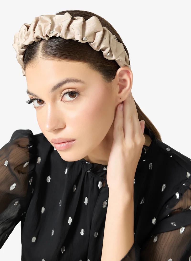 Khizana Beige Diamonte Embellished Hairband for Women | Best Price UAE