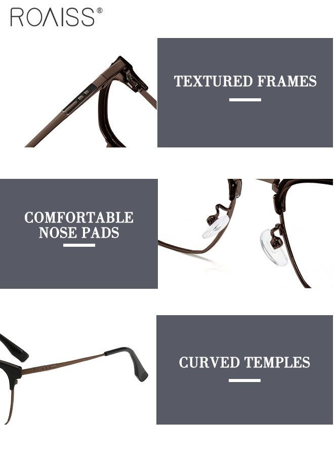 roaiss Men's Blue Light Blocking Sunglasses Anti UV and Glare Blue Light Filter Computer Glasses Rectangular Color Changing Anti Eyestrain Headache Eyewear Dark Brown  - Image 5