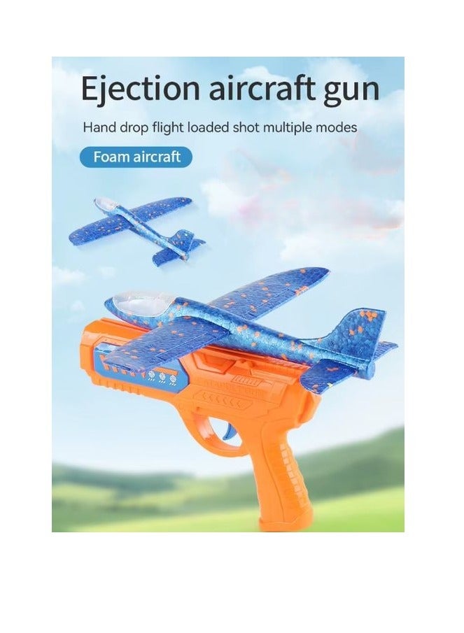Air Battle - مسدس إطلاق الطائرة الرغوية للأطفال - طائرة شراعية يدوية مضيئة - لعبة طيران خارجية مزدوجة الوضع الممتعة - أزرق وبرتقالي  - Image 1
