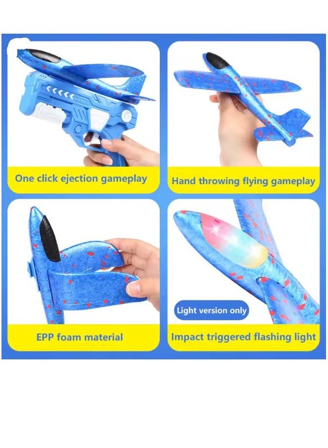 Air Battle - مسدس إطلاق الطائرة الرغوية للأطفال - طائرة شراعية يدوية مضيئة - لعبة طيران خارجية مزدوجة الوضع الممتعة - أزرق وبرتقالي  - Image 3