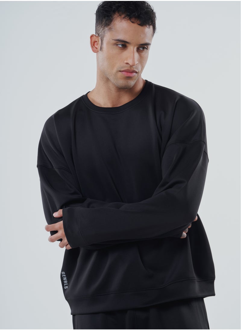 GENRLS Men's Oversized Full Sleeve T-shirt Black  - Image 1