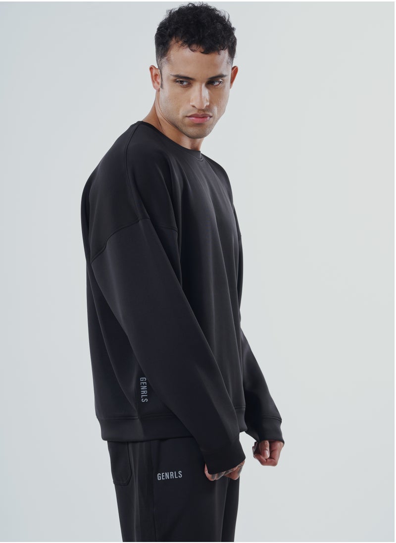 GENRLS Men's Oversized Full Sleeve T-shirt Black  - Image 4