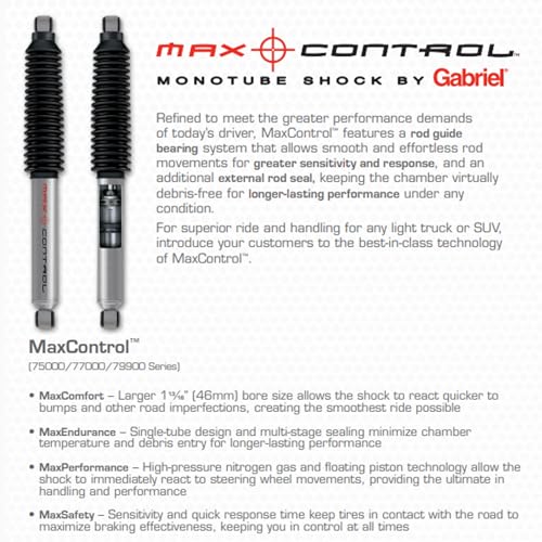 Gabriel 77422 Max Control Rear Monotube Shock Absorber fits Chevrolet Colorado, Blazer, S10, GMC Canyon, Jimmy, Sonoma, Syclone, Typhoon; Isuzu Hombre, i-280; Oldsmobile Bravada (1 Pack) - Image 4