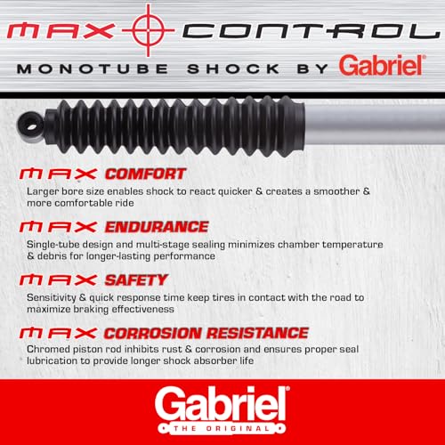 Gabriel 77422 Max Control Rear Monotube Shock Absorber fits Chevrolet Colorado, Blazer, S10, GMC Canyon, Jimmy, Sonoma, Syclone, Typhoon; Isuzu Hombre, i-280; Oldsmobile Bravada (1 Pack) - Image 2