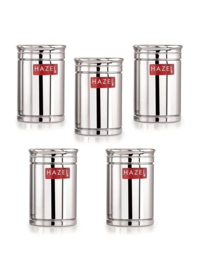 HAZEL Stainless Steel Container Set | 1800 ml Set of 5 Steel Container For Kitchen Storage Set | Air Tight Containers For Kitchen Storage | Ideal For Storing Rice, Cereal, Pulse, Snacks. - Image 1