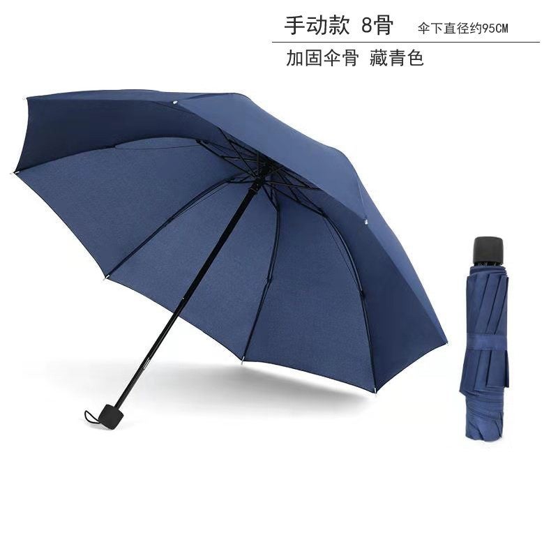 Wholesale Large 10-Rib Automatic Umbrella 62% off bone hand-open reverse impact cloth-navy blue 