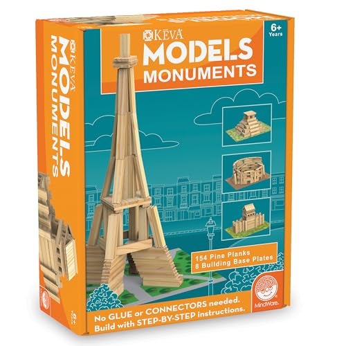 MindWare KEVA Models Monuments 154 Wooden Building Planks StepbyStep Instructions to Build Iconic World Landmarks - Image 1