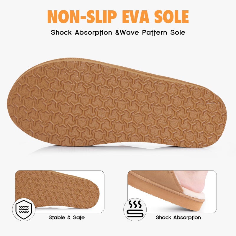 FITORY Womens Open Toe Slipper with Cozy Lining,Faux Rabbit Fur Cork Slide Sandals Brown Platform Size 10 - Image 4