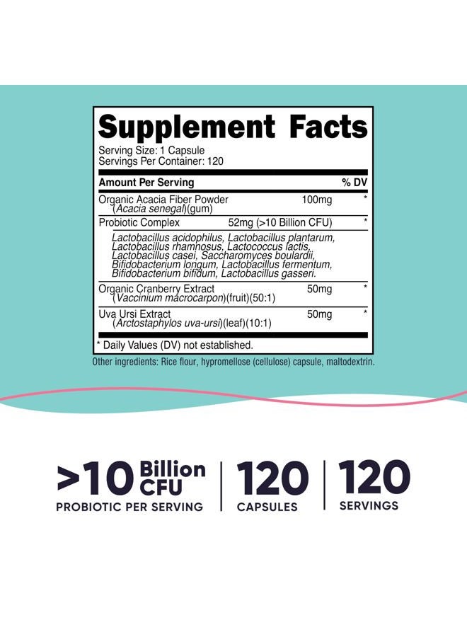 Nutricost بروبيوتيك للنساء 10 مليار CFU، 120 كبسولة - مركب مع ألياف الأكاسيا، يوفا أورسي ومستخلص التوت البري، غير معدّل وراثيًا وخالي من الغلوتين - Image 2