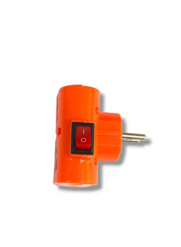 3-Socket Power Strip with On/Off Switch and LED Indicator – Orange Color, Safe and User-Friendly Design - Image 2