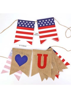 HOWAF 4Th Of July Decorations Red Blue White Usa American Flag Jute Burlap Banner Star Streamers For Independence Day 4Th Of July Labor Day Military Events Usa Theme Party  - Image 3