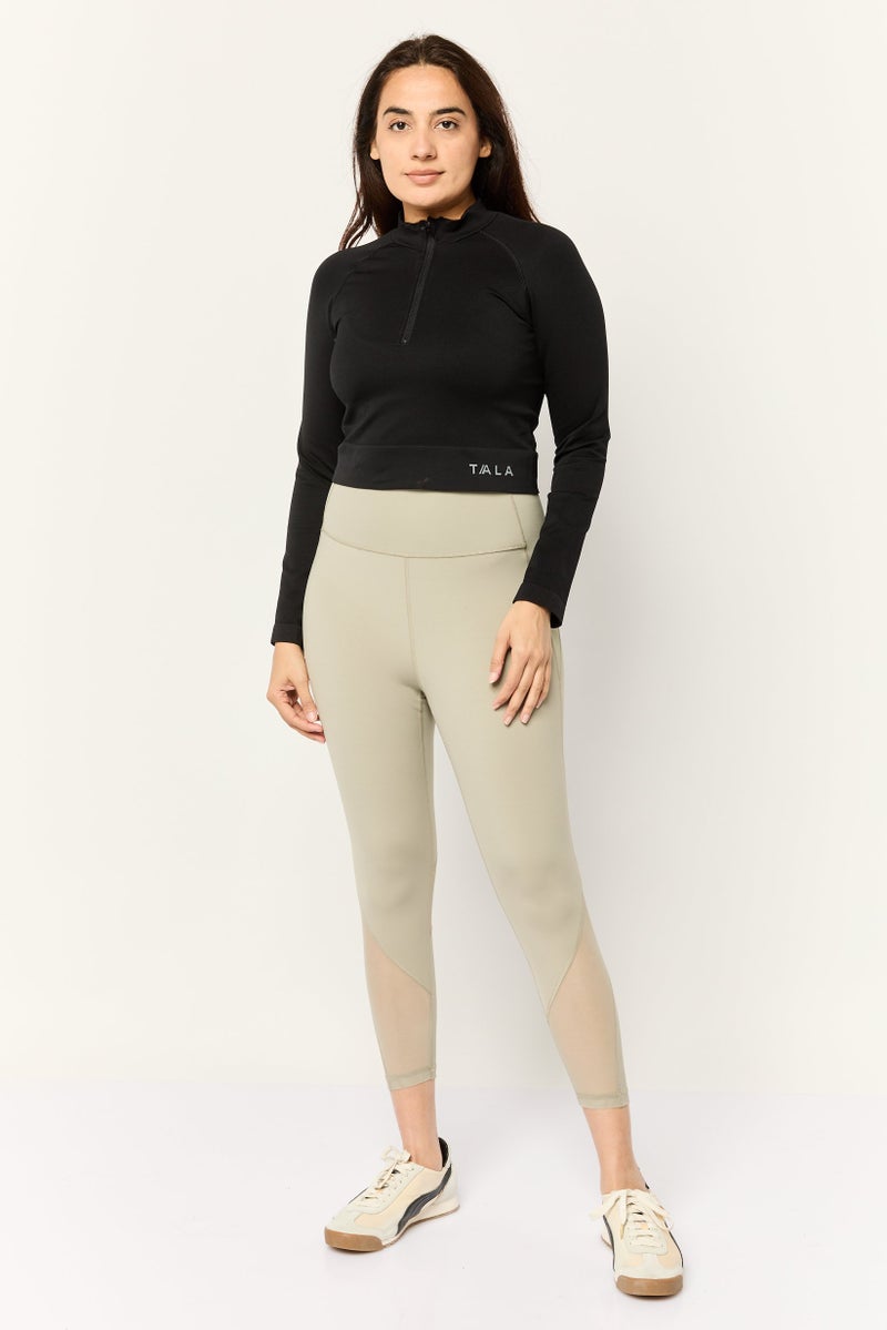 Tala سويت شيرت نسائي بأكمام طويلة وياقة عالية بشعار العلامة التجارية، أسود - Image 2