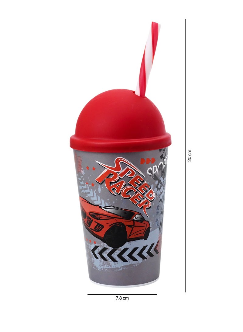 Herevin 340ml Speed Racer Printed Kids Tumbler with Straw - Multicolor BPA-Free PP Sipper Cup with Lid - Image 2